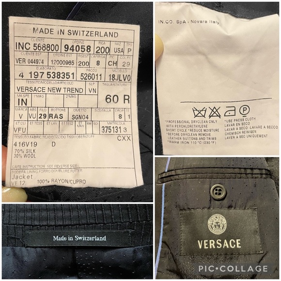 Versace two button single breasted black wool silk textured sports coat blazer - Picture 14 of 15